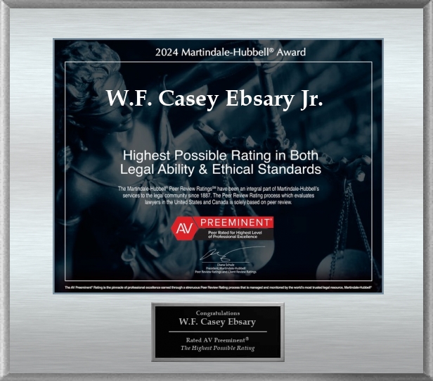 AV Top Rated Tampa Criminal DUI Attorney W F Casey Ebsary Jr